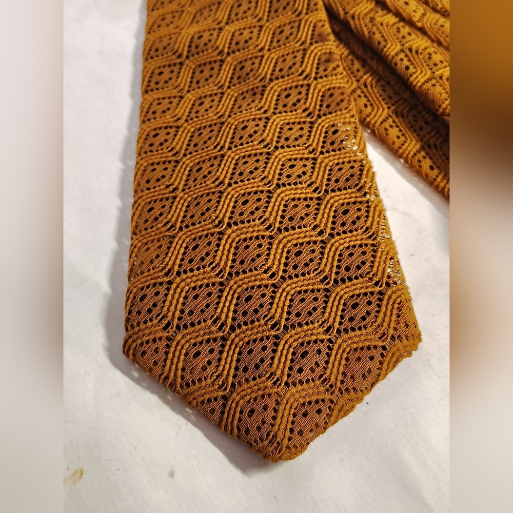 Armando Collection Tie Vintage Eyelet Carmel Polyester 50"